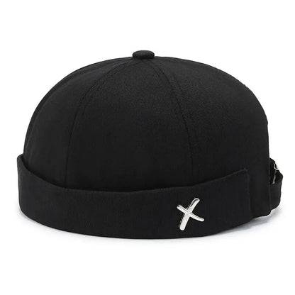 X Emblem Adjustable Brimless Skullcap