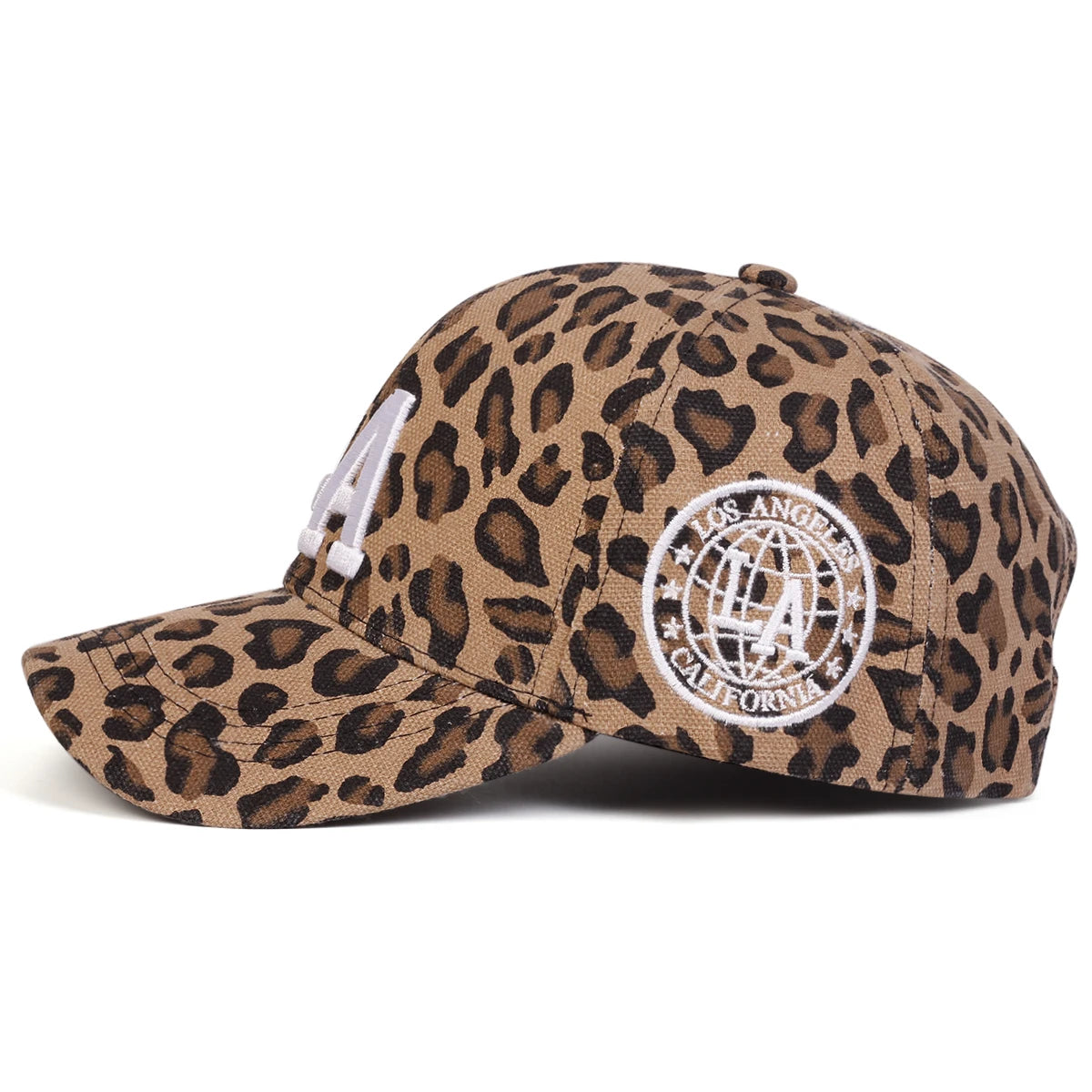 LA Letter Embroidered Leopard Print Baseball Cap