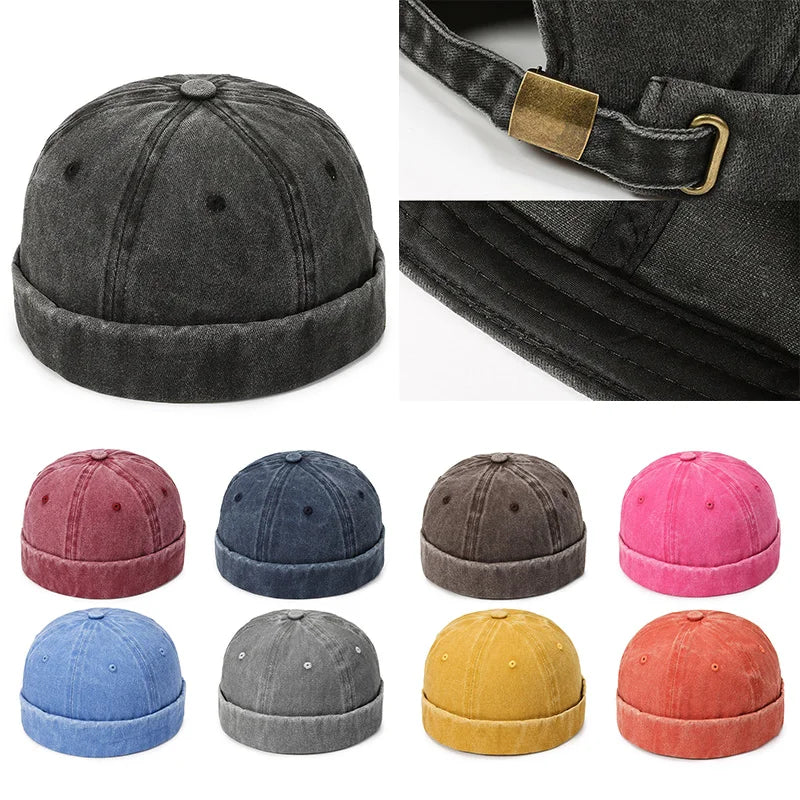 Washed Denim Docker Brimless Cap