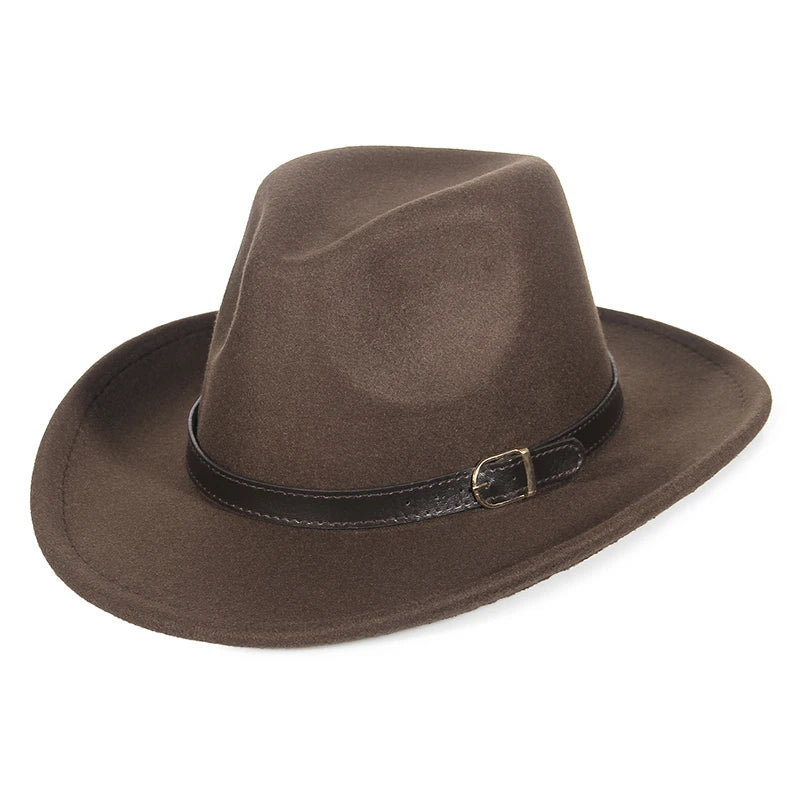 Buckled Faux Leather Banded Cowboy Hat