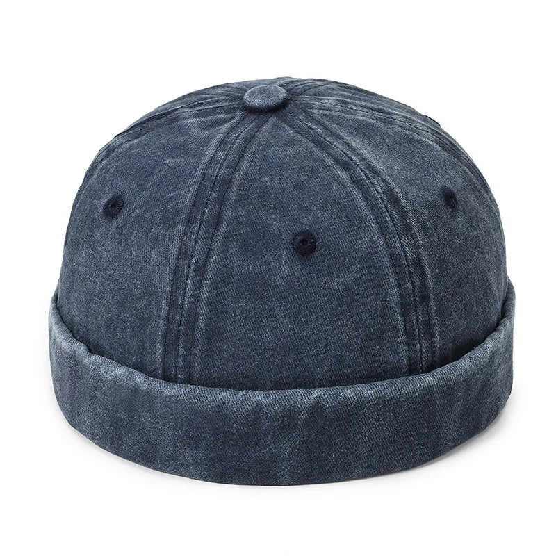 Washed Denim Docker Brimless Cap