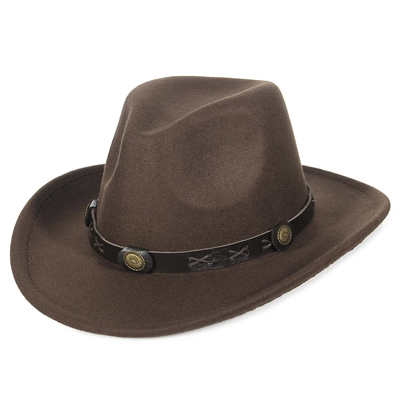 Faux Leather Banded Cowboy Hat