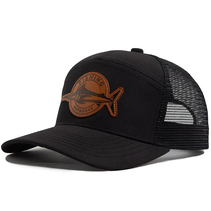 Shark Leather-like 7 Panel Style Trucker Hat