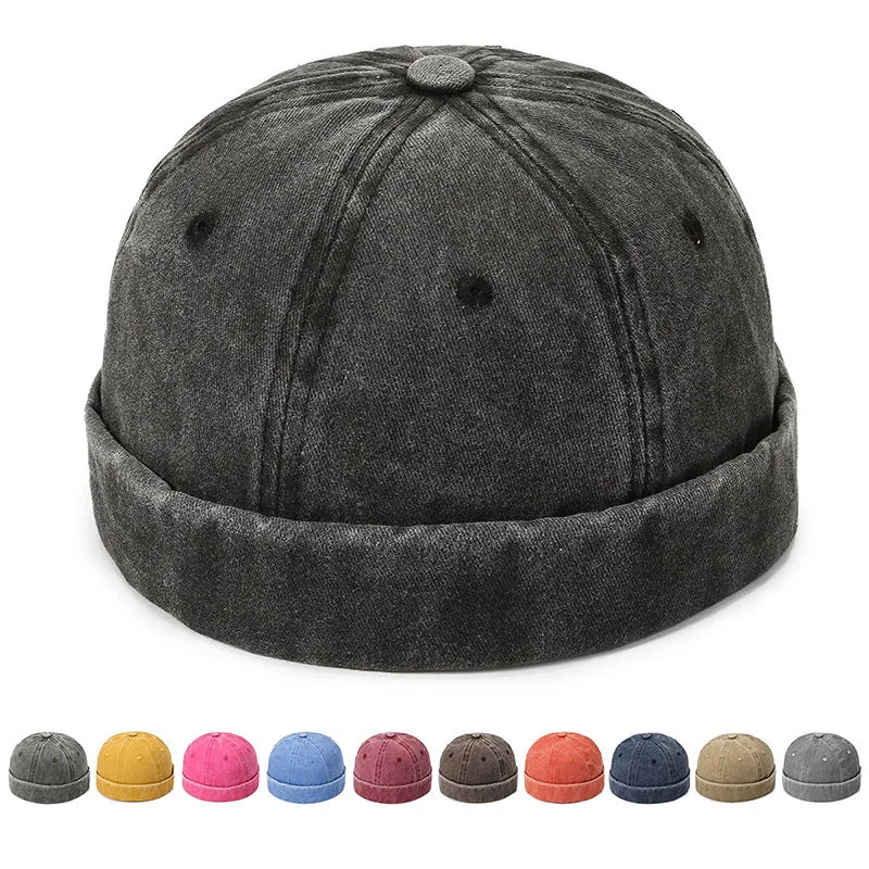Washed Denim Docker Brimless Cap