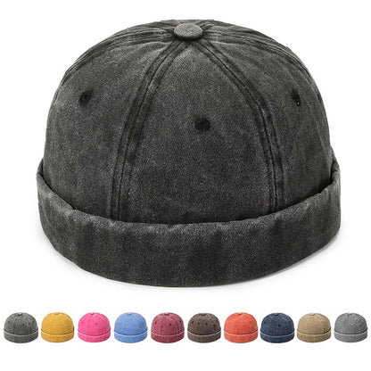Washed Denim Docker Brimless Cap